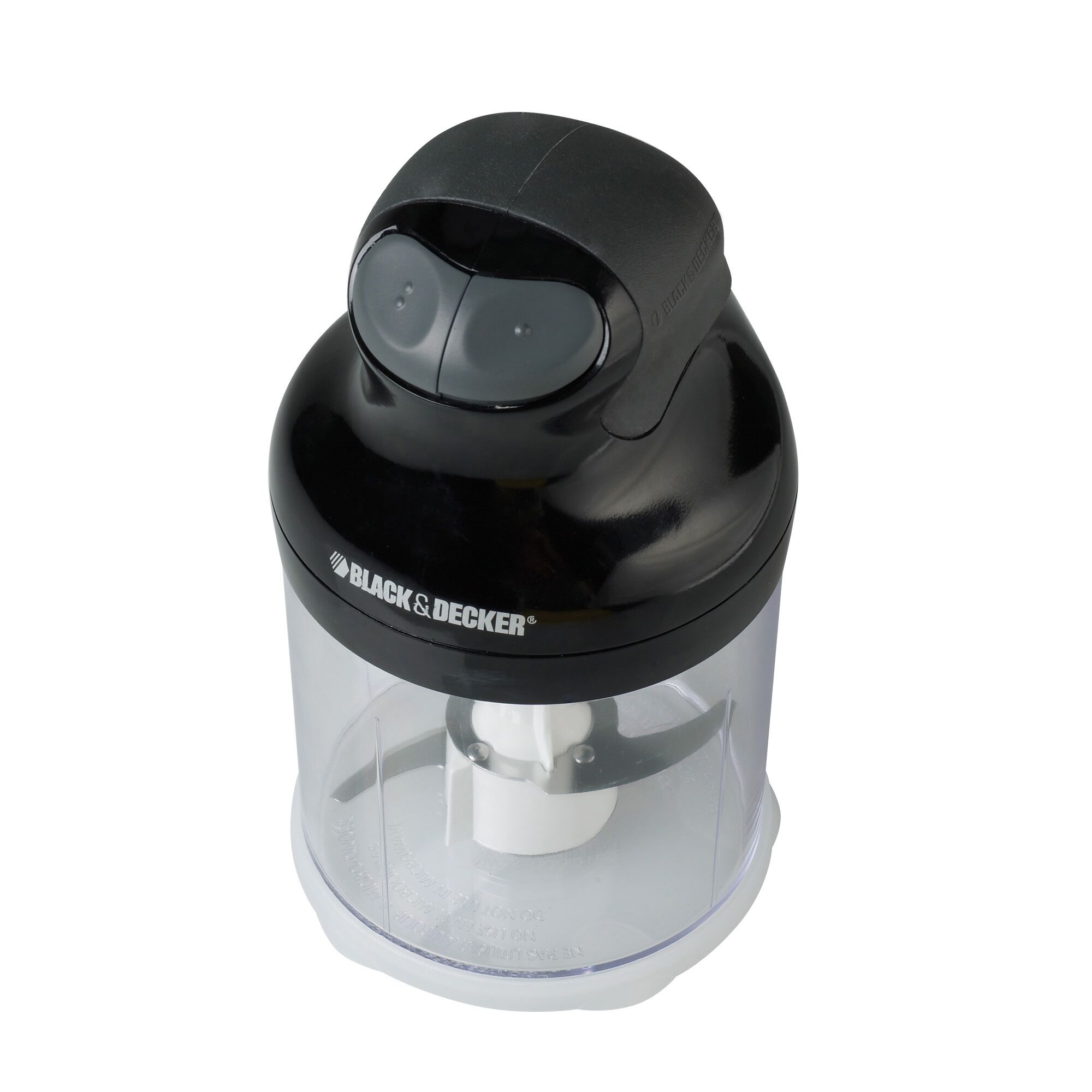 BLACK+DECKER EHC650B hachoir Ergo avec couvercle noir à impulsions haute/basse, bol transparent et lame à hacher