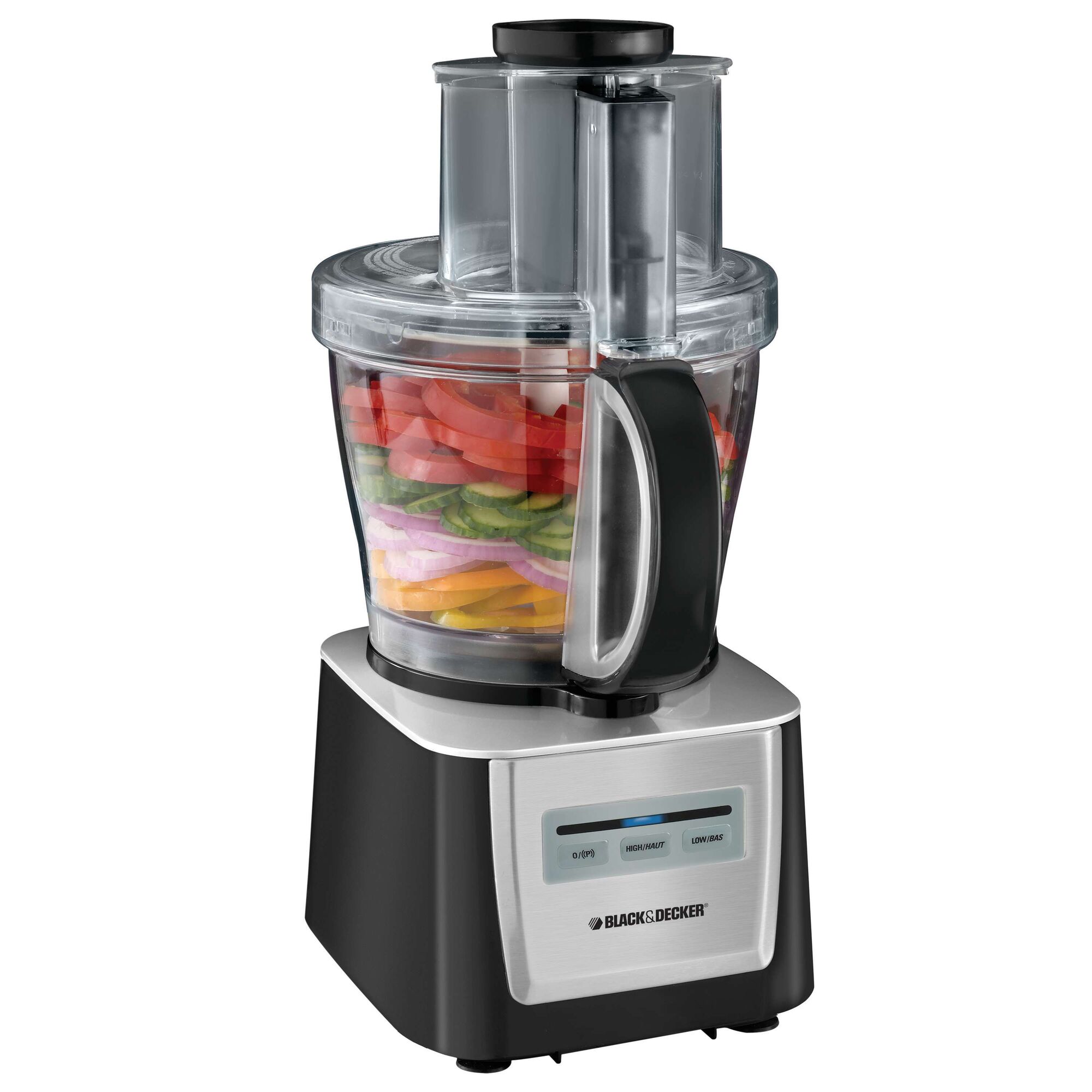 Robot culinaire canadien BLACK+DECKER FP5050SC 12-cup avec bol de travail transparent et large goulotte d’alimentation