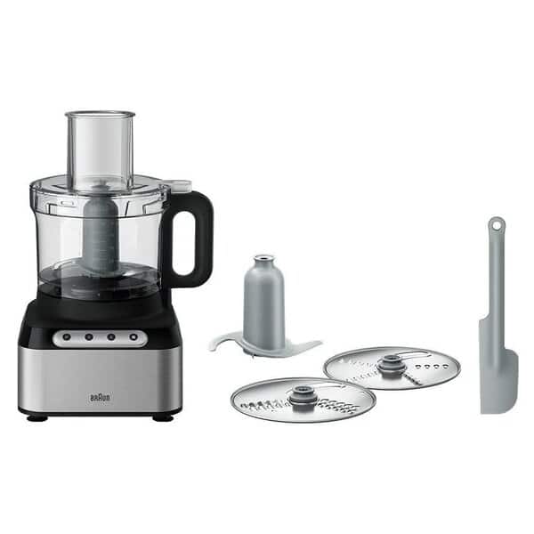 Braun EasyPrep FP3211SI silver-and-black 8-cup processor with two discs and dough tool