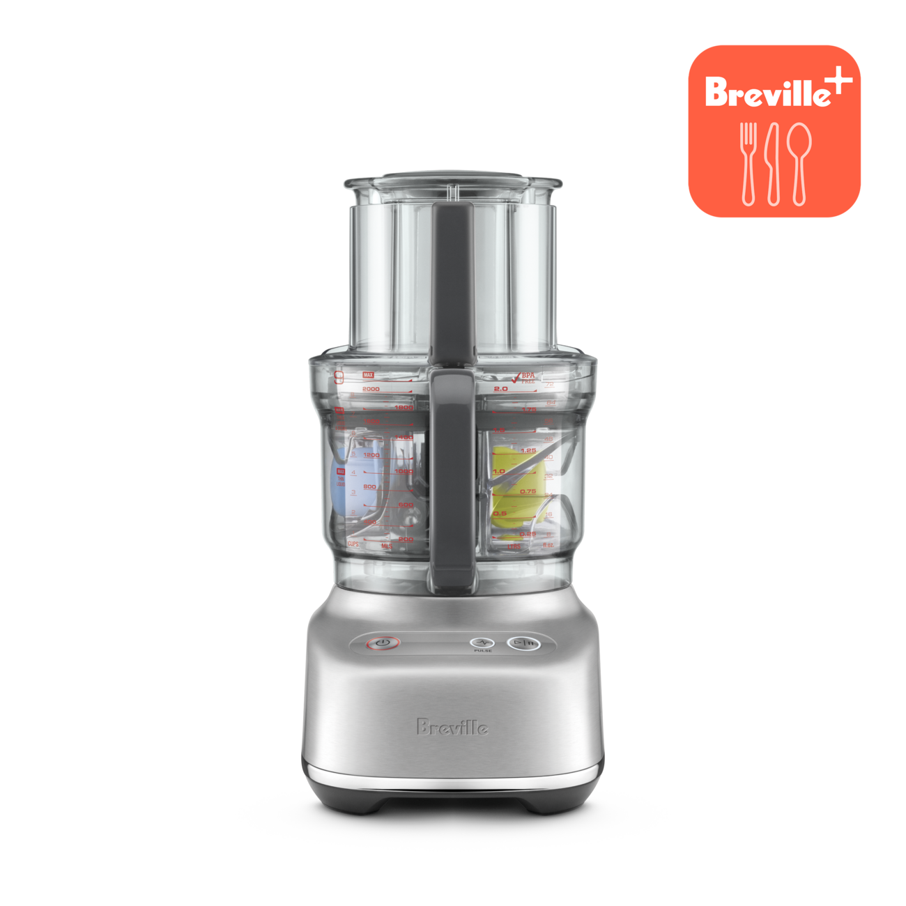 Breville Sous Chef 9 BFP610BSS1BNA1 in Brushed Stainless Steel with clear bowl and feed chute