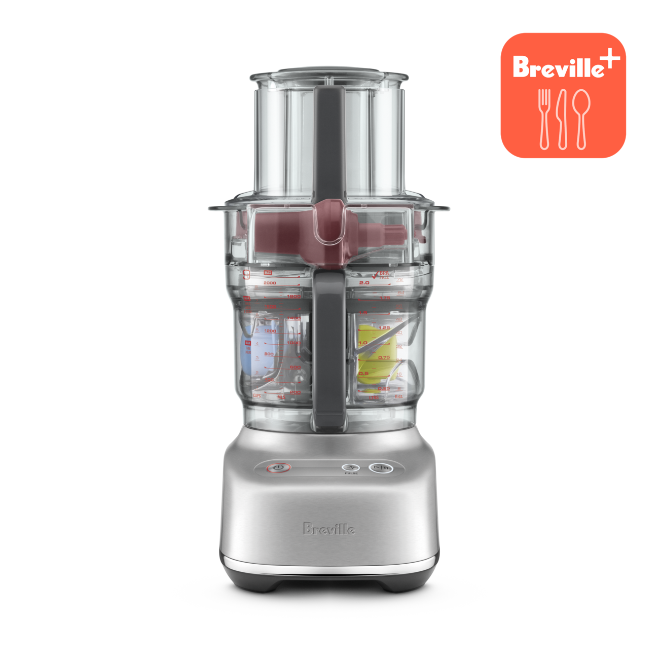 Breville Paradice 9 BFP638BSS1BNA1 in Brushed Stainless Steel with included half-inch dicing kit visible in the clear bowl