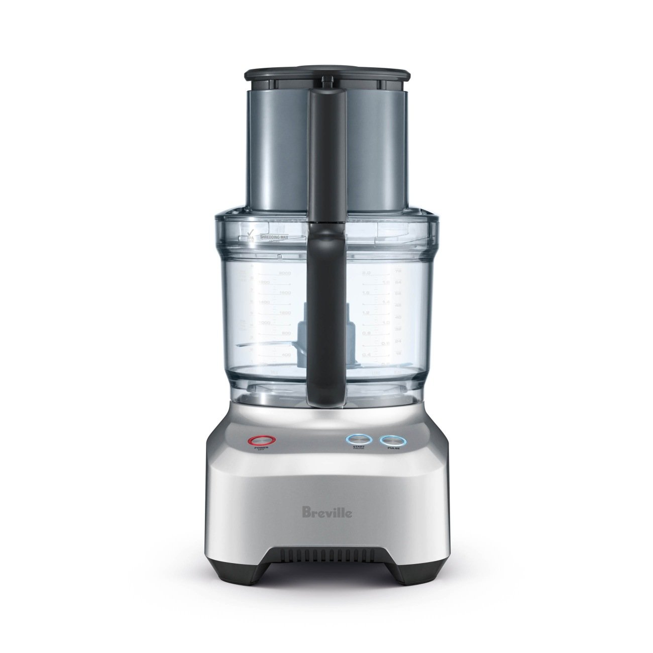 Breville BFP660SILUSC Sous Chef 12 in Silver with a single clear bowl and three-part feed chute