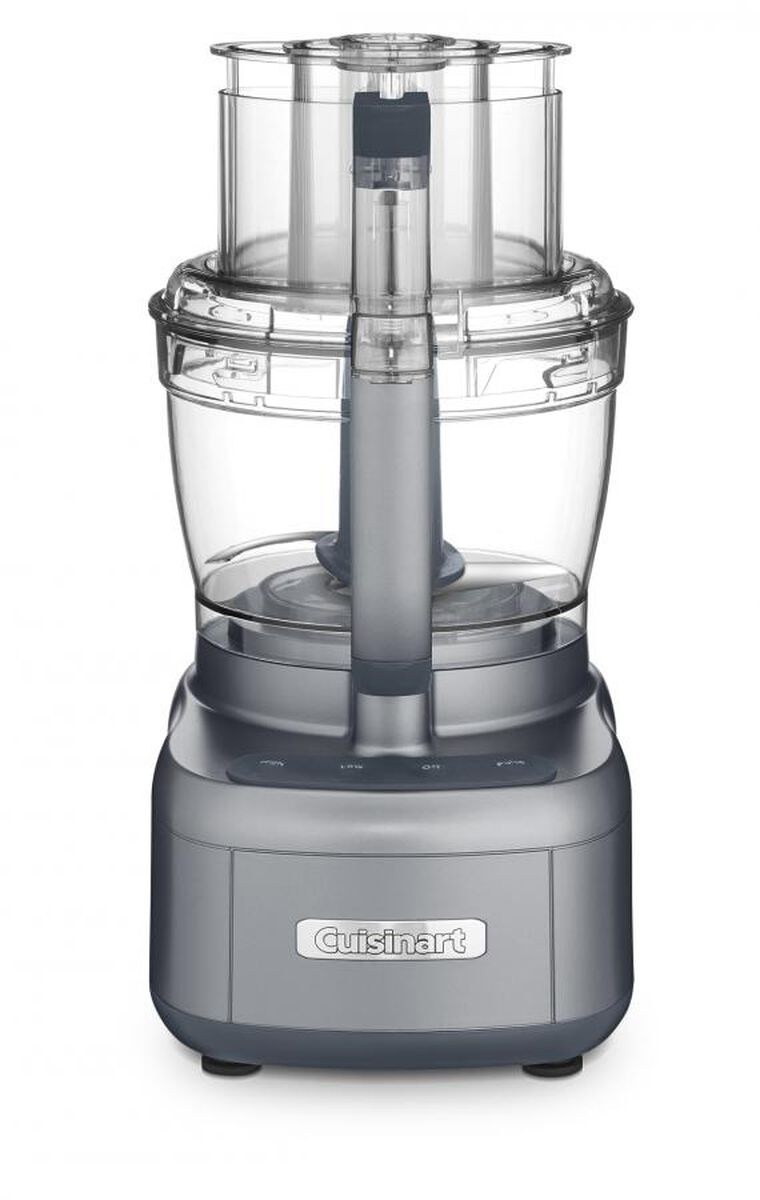 Cuisinart FP-13DGM Elemental 13-Cup Food Processor in Dark Gray, with clear work bowl, cover and feed tube; accessory kit not pictured