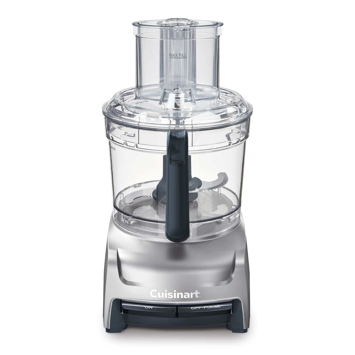 Cuisinart FP-1400 Grey 14-cup food processor with clear bowl, feed tube and visible blade assembly