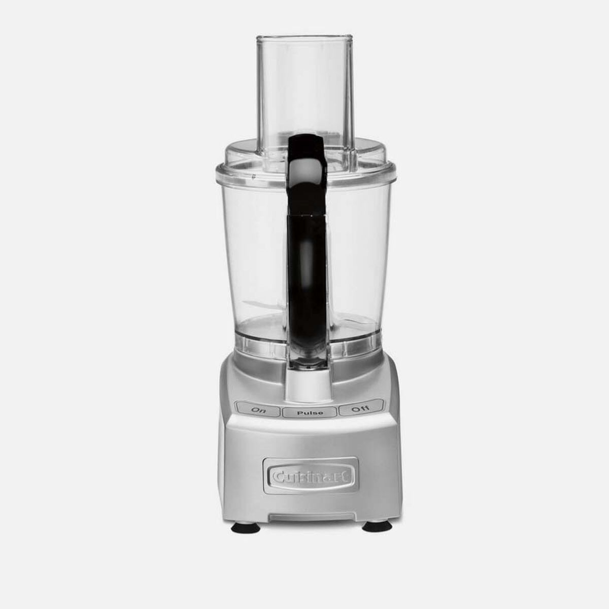 Exact Cuisinart MFP-107BC brushed-chrome food processor with clear bowl, feed opening and On/Pulse/Off touchpad