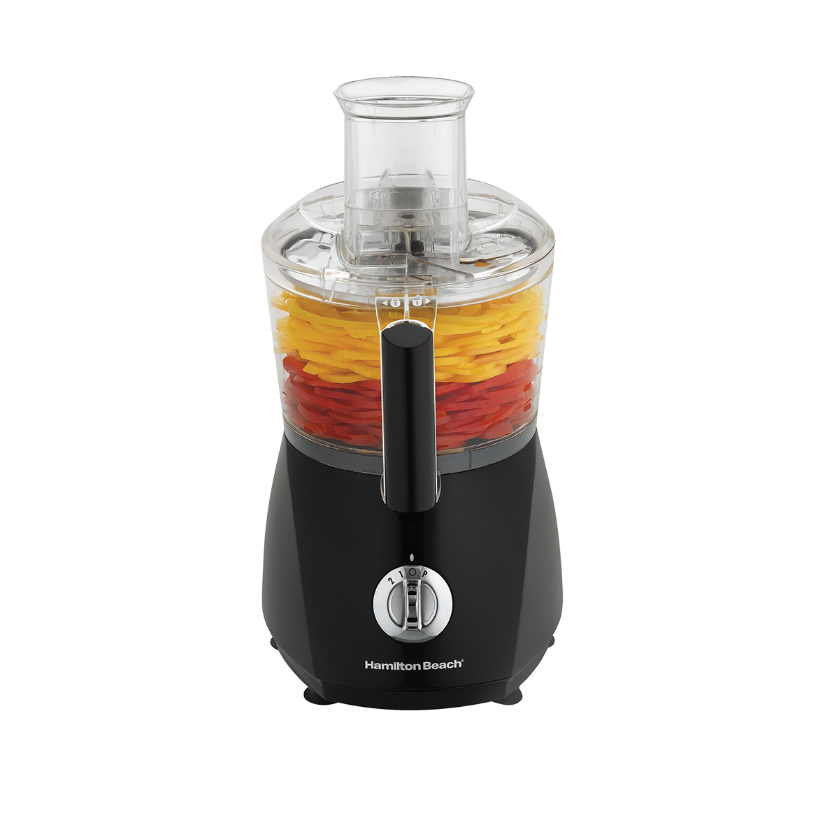 Hamilton Beach 70670 robot culinaire ChefPrep noir 10-cup avec bol transparent et goulotte d’alimentation.