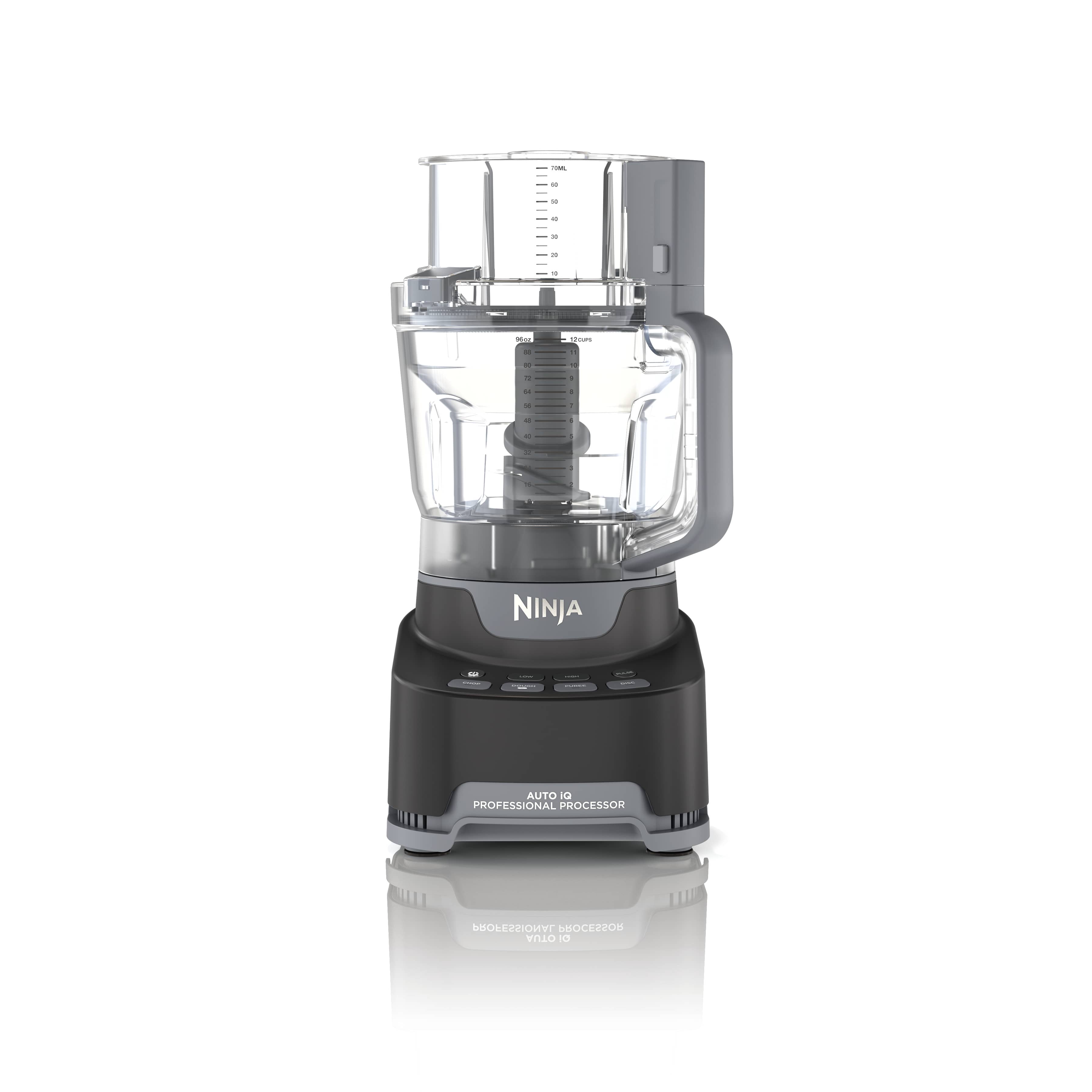 Ninja NF705BRN black 12-cup food processor with feed-chute lid and motor base